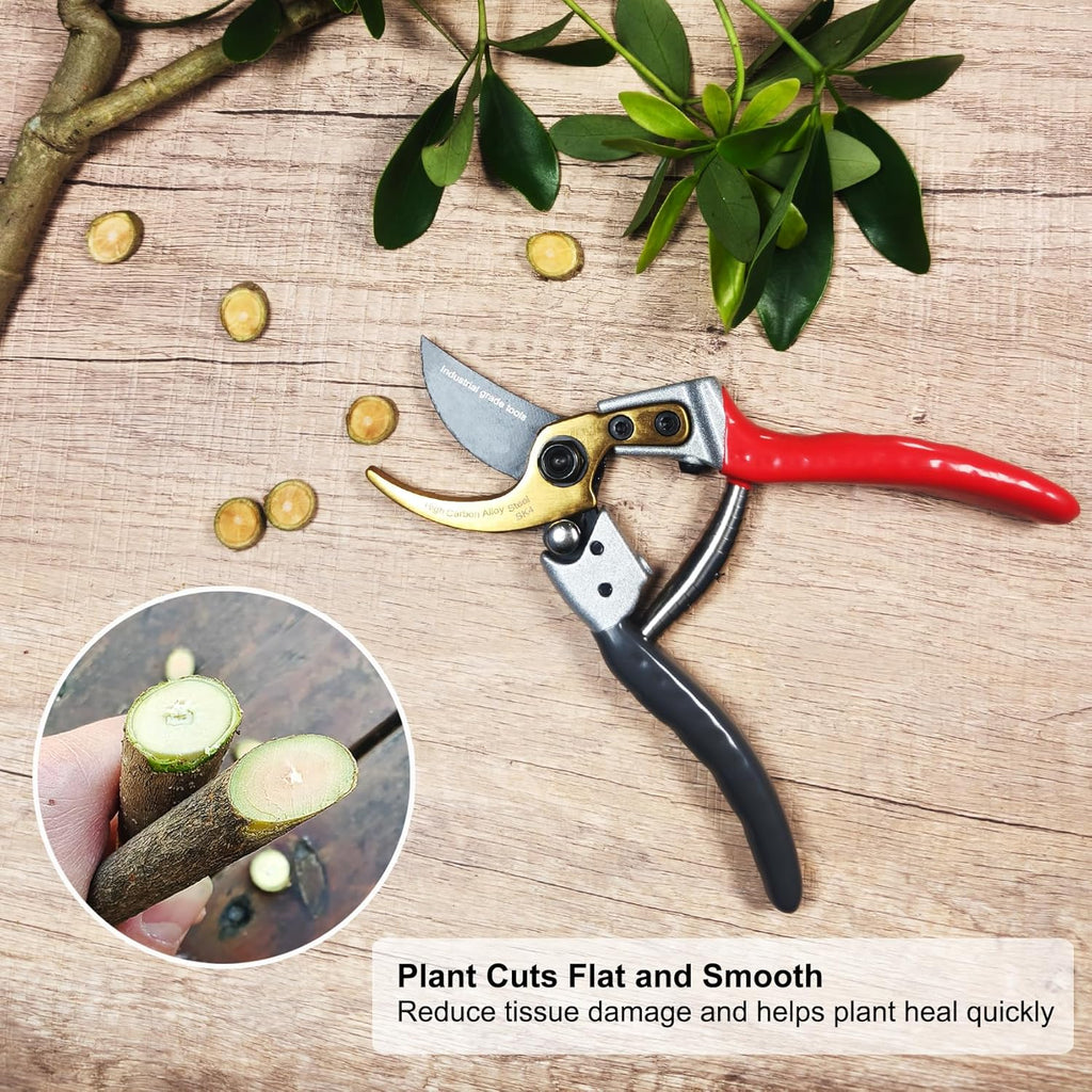 TONMA Bypass Pruning Shears [Made in Japan] 8 Inch Heavy Duty Garden Shears for Gardening, Professional Hand Pruners Garden Clippers with Japanese SK4 Steel Blades, Ergonomic Non-Slip Grip