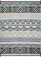 Lahome Outdoor Rug 8x10 Patio Waterproof, Reversible Outdoor Plastic Straw Rug for Camping, RV Patio Rugs Outside Large Carpet for Porch Deck Backyard Picnic(Grey/Black,8'x 10')