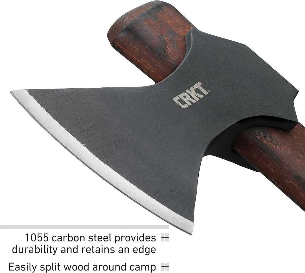 CRKT Freya Axe: Two Handed Outdoor Axe, Forged 1055 Carbon Steel Blade, Hickory Handle 2749