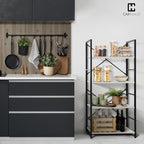 CAPHAUS 4 Tier Bookshelf, 24 Inch Width Free Standing Shelf, Bookcase Shelf Storage Organizer, Industrial Book Shelves for Home Office, Living Room, Kitchen, White Shelves & Metal Frame
