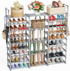 Mavivegue 9 Tiers Tall Shoe Organizer - Vertical Shoe Shelf for 50-55 Pairs, Stackable Racks for Entryway, Closet, Garage - Grey