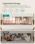 SONGMICS Set of 4 Underwear Organizers, Drawer Organizers, Dresser Closet Storage, 80 Cells (2x16+2x24), Foldable Dividers, 11.8 x 11.8 x 3.9 Inches, for Socks, Ties, Belts, Summer Sand URUS011K01