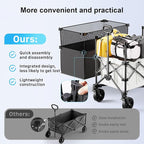 Homebetta Collapsible Wagon Cart, 450LBS Heavy Duty Collapsible Wagon with Brake, All-Terrain Wheels, Removable Fabric Cover, Adjustable Capacity 150L–300L for Garden, Moving, Glamping, Beach, Gift