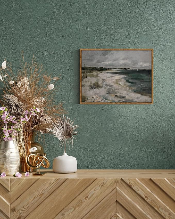 InSimSea Framed Canvas Wall Art Vintage Decor, Coastal Wall Art Living Room, Storm Clouds Wall Art Bathroom Pictures, Traditional Scenic Pictures for Bedroom Farmhouse Office Decor, 12"x16"