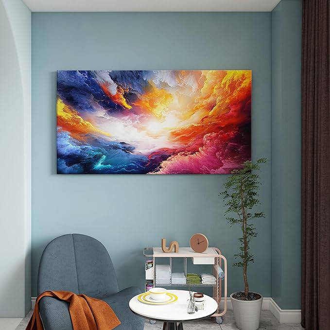 Pogusmavi Colorful Wall Art | Abstract Canvas Art | Pictures for Living Room Wall Decoration | Contemporary Home & Office Decor | Colorful Large Wall Art | Bedroom Decor Aesthetic 24×48in