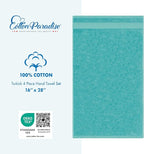 Cotton Paradise Hand Towels for Bathroom, 100% Cotton Turkish 4 Piece Hand Towel Set, Soft Absorbent Face Towels, Turquoise Hand Towels