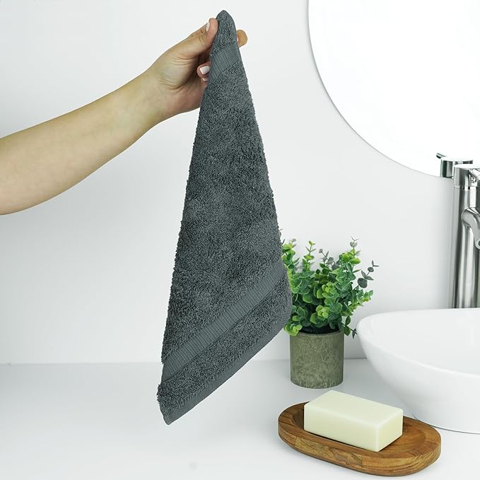 Chakir Turkish Linens Premium Cotton Absorbent Turkish Towels (Washcloths - 12 Piece, Dark Gray)