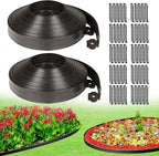 JERIA 2 Inch Tall 100 FT Garden Edging Kit with 120pcs Spikes, Plastic Edging for Landscaping