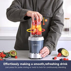 La Reveuse Personal Size Smoothie Blender Pro, 1000W High Speed with 24oz To-Go Cup, Ideal for Smoothies,Protein Shakes, Frozen Drinks, Food Prep, Gray