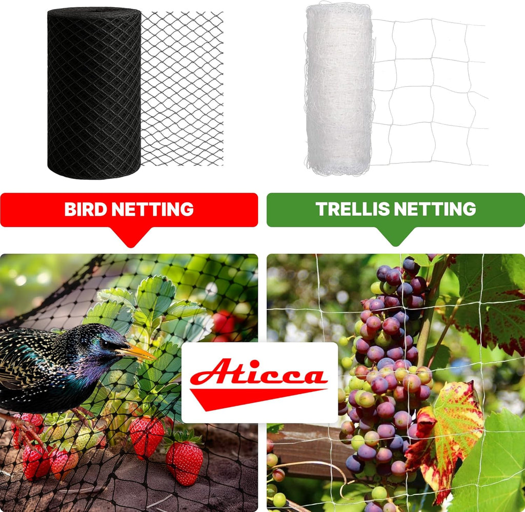Heavy Duty Bird Netting for Garden Protection & Fruit Trees, 7.5x65 Ft with 10 Stakes – Black Anti-Bird Net for Poultry, Deer, & Squirrel Protection, Durable Nylon Mesh for Garden and Yard Use