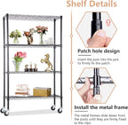 4-Tier Adjustable NSF-Certified Metal Shelf 36L x 14W x 62H Wire Shelving Unit Storage with Wheel for Small Places Restaurant Garage Pantry Kitchen Garage Rack,Black