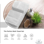 100% Cotton Bath Towel Set of 12-4 Bath Towels, 4 Hand Towels, 4 Wash Cloths, Sustainable, Soft, Highly Absorbent, Combed Cotton 12 Piece Set for Hotels, Spa, Bathroom, Dorm, White