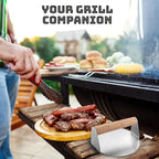 Stainless Steel Smash Burger Press Kit, Hamburger, Bacon, Steak, and Meat Smasher Tool for Blackstone, Grill and Griddle, Flat Top Patty Maker with Patty Papers