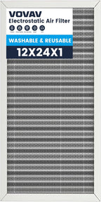 12x24x1 Air Filter-MERV 8, Washable & Reusable Electrostatic Air Filter, AC/HVAC Furnace Filter, Lasts a Lifetime, Permanent Filter, Breathe FresherHome And Office Actual Size:11.38x23.38x1 Inch