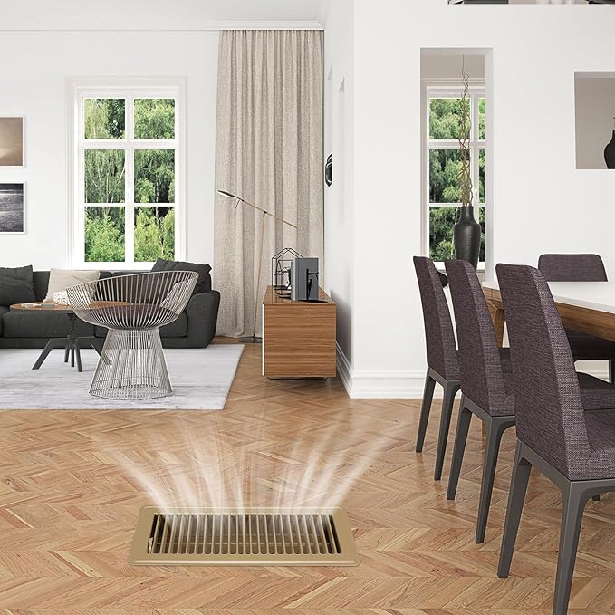 VOISEN Floor Register 4x12, 4 Pack Floor Vent Covers, Steel Adjustable Air Supply Grille Register Vent Cover Grill for Sidewall and Floor, Vent Covers for Home Floor,Brown