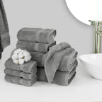 Chakir Turkish Linens | Hotel & Spa Quality 100% Cotton Premium Turkish Towels | Soft & Absorbent (8-Piece Towel Sets, Gray)