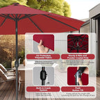 HealSmart 7.5ft Patio Umbrella with Push Button Tilt/Crank, Outdoor Table Market Yard Umbrella, 6 Sturdy Ribs for Garden, Deck, Backyard, Pool