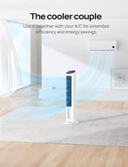 Dreo Tower Fan for Bedroom, 40" Evaporative Air Cooler, Cooling Fans That Blow Cold Air with 80° Oscillating, Removable Water Tank, 3 Modes 4-Speed, Remote Control, Quiet Floor Fan, White and Black