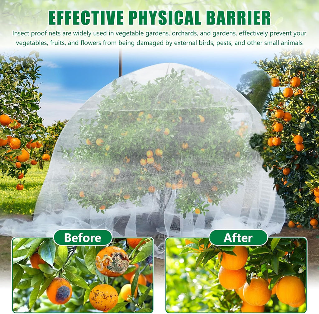10 X 50 FT Garden Mesh Netting Pest Barrier for Raised Beds, Fruit Tree Netting for Cicadas, Bird Insect Nettings for Gardening, Blueberry Bush Strawberry Nettings Cover for Garden Protection