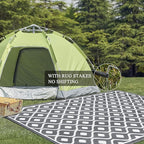 Pauwer Waterproof Outdoor Rug 6x9, Reversible Plastic Straw Patio Camping Rug, Indoor Outdoor RV Mat Carpet for Deck, Camper, Porch, Balcony, Backyard, Picnic, Geometric Grey