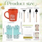 Baderke Gardening Gifts for Women Plant Coffee Mug Gardening Tools Kit with Hand Fork Trowel Gloves Birthday Gift Spring Stuffers White Elephant Gifts for Adults Mom Plant Lovers Women