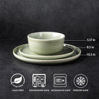 AmorArc Stoneware Dinnerware Sets,Round Reactive Glaze Ceramic Plates and Bowls Set,Highly Scratch Resistant | Dishwasher & Microwave Safe Dishes,Service for 6 (18pc)