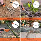 Garden Tools Set, Carsolt 10 Piece Stainless Steel Heavy Duty Gardening Tools Set for Planting Pruning Gardening Kit with Durable Gardening Bag Gloves Gift Box Ideal Garden Gifts for Women Men(Orange)