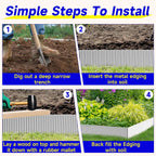 Corrugated Garden Edging,8"×20Ft Galvanized Steel Landscape Edging & Lawn Edging Border,Metal Garden Border for Flower Beds,Garden,Lawn,Raised Beds & Tree Surrounds(Silver)