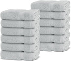 Chakir Turkish Linens | Hotel & Spa Quality 100% Cotton Premium Turkish Towels | Soft & Absorbent (12-Piece Washcloths, Silver Gray)