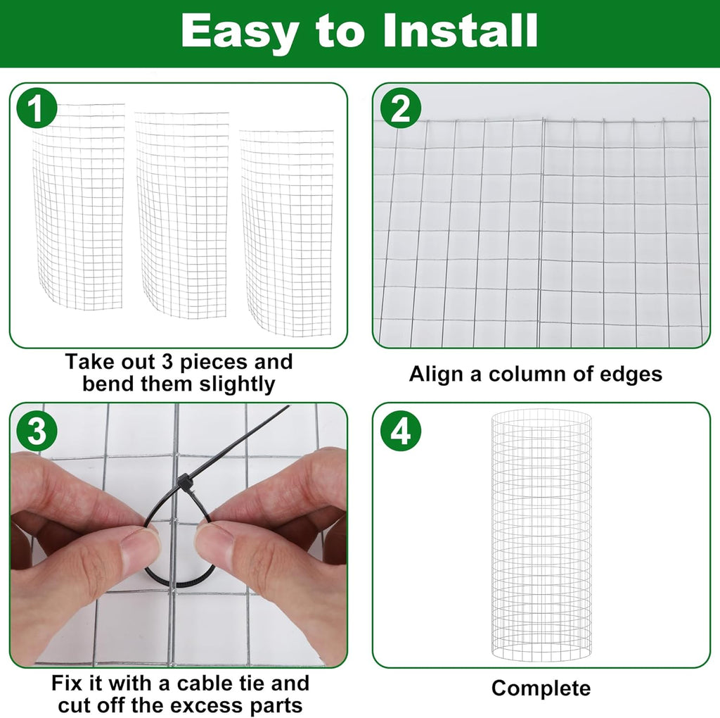 winemana 12 Set Garden Plant Protector Cage, 16x12 in Metal Wire Protectors for Plants, Protection Cages with Stakes & Nylon Ties, Animals Barrier to Keep Rabbit & Chicken Away from Flower Vegetables