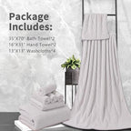 8-Piece Premium Towel Set for Bathroom|2 Oversized Large Bath Sheet,2 Hand Towels,4 Washcloths|Soft Cozy Highly Absorbent Fast Dry Microfiber Shower Towel Set for Hotel Bathroom Essentials,Beige White