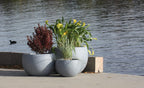 Kante 19.9",15.7",11.8" Dia Round Concrete Planter Set of 3, Outdoor/Indoor Large Bowl Plant Pots with Drainage Hole and Rubber Plug for Garden Patio Balcony Home, Gray