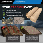 Sandbaggy Jute Netting Roll, 4 ft x 225ft - Biodegradable Erosion Control Blanket for Slopes, Hills & Drainage, Eco-Friendly, Durable Soil Stabilizer, Contractor-Approved for Landscaping (5 Rolls)