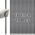 VVOKGO Rebar Stakes 16 Inches Ground Concrete Form Stakes (24pcs), Straight Metal Spikes Heavy Duty with Chisel Point End, 5/16" Diameter Steel Anchors for Fence, Concrete Timber, Garden Plants, Black