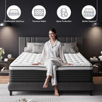 COOLMI Full Size Mattress, 12 Inch Hybrid Memory Foam Mattress in a Box, Pressure Relief for Back Support, Medium Firm, Individually Pocket Springs, 100-Night Trial & CertiPUR-US Certified, Grey Full