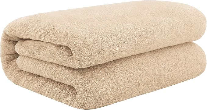 Cotton Paradise 100% Cotton 40x80 Oversized Bath Sheet, Extra Large Turkish Bath Towels for Bathroom, Beige Bathsheet