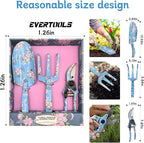 Garden Tool Set, 3 Piece Floral Gardening Tools for Women, Aluminum Gardening Hand Tools with Trowel, Hand Rake & Pruning Shears, Ergonomic Garden Tools for Indoor Outdoor Gardening