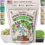 Seedboy Organic Non-GMO Sprouting Seeds, Immune System Booster - USA Grown Microgreens Mix with Broccoli, Purple Radish, Alfalfa - 8 oz Bag Makes 8 Quarts / 24 Servings (Immune System Booster Blend)