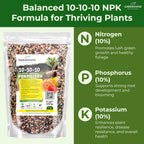 10-10-10 Plant Fertilizer Slow Release - 10 10 10 All Purpose Granular Garden Fertilizer for Vegetables, Tomato, Arborvitae, Shrubs, Rose, Flowers, Fruit, Fig Trees (1 Quart)