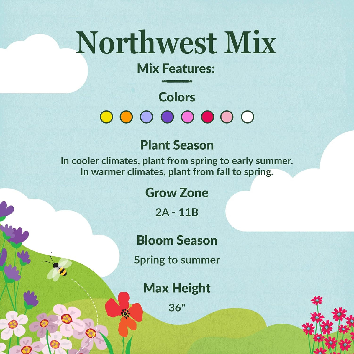 Ferry-Morse Pacific Northwest Mix Bulk Wildflower Seeds, 1lb Bulk Wildflower