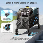 Homebetta Collapsible Wagon Cart, 450LBS Heavy Duty Collapsible Wagon with Brake, All-Terrain Wheels, Removable Fabric Cover, Adjustable Capacity 150L–300L for Garden, Moving, Glamping, Beach, Gift