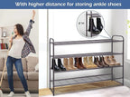 KEETDY 4-Tier Long Shoe Rack for Closet Floor, Wide Shoe Organizer Storage, Stackable Shoe Rack for Entryway Metal Shoe Shelf for 30 Pairs Men Sneakers with Wire Grid for Bedroom, Bronze