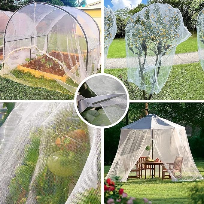 Fine Mesh Garden Netting for Protection, 8'x24' Vegetable Crop Covers Netting for Protect Fruits, Plants, Flowers, Greenhouse Cover Net, Patio Gazebo Screen Barrier