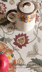 ISAENNE Designer Provence Floral Round Tablecloth,Linen Colorful Washable Indoor Table Cloth,Durable Home Decor Tablecloths for Dining Thanksgiving Kitchen Christmas,Diameter 67"-Ratina