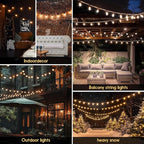 G40 Solar String Lights Outdoor with Remote 30 FT, USB & Solar Dual Charging, Waterproof, 8 Modes 3 Timers, 10+1 LED Shatterproof Bulbs, Dimmable Solar Light for Camping Backyard Bistro Porch Garden