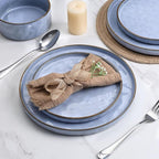 LIANYU 18 Piece Dinnerware Sets for 6, Stoneware Plates and Bowls Dish Set, Ceramic Dinner Ware Dishware for Kitchen Dining, Microwave & Dishwasher Safe, Three-Color