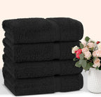 Chakir Turkish Linens 100% Cotton Premium Turkish Towels for Bathroom | 27'' x 54'' (4-Piece Bath Towels - Black)