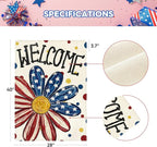 AVOIN colorlife 4th of July Patriotic House Flag 28x40 Inch Double Sided Outside, Memorial Day Welcome Floral Daisy Yard Outdoor Decoration