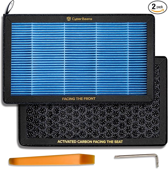 Air Conditional Replacement with Activated Carbon for Tesla Model 3 Model Y HEPA Cabin Air Filter Accessories 2016-2024/2025/2026 Juniper Highland Upgraded Version(2 Pack)