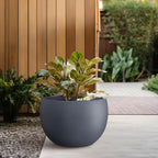 Kante 15.7" Dia Round Concrete Planter, Outdoor/Indoor Large Bowl Plant Pots with Drainage Hole and Rubber Plug for Garden Patio Balcony Home, Charcoal